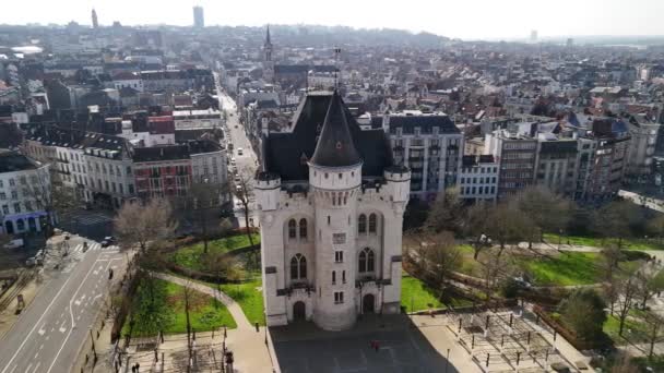 Château Médiéval Bruxelles Vue Aérienne — Video