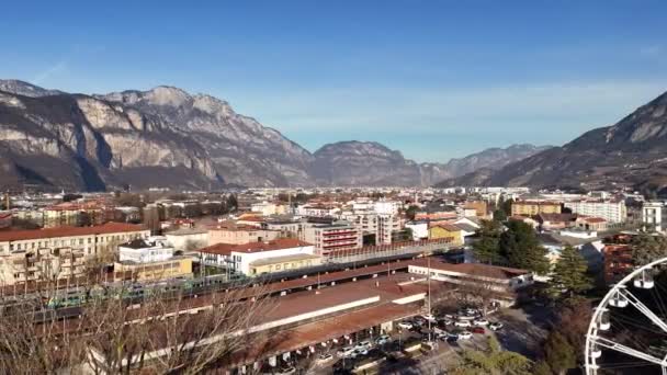 Ferris Wheel City Trento Northern Italy Aerial View High Quality — Stock Video