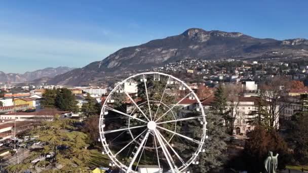 Ferris Wheel City Trento Northern Italy Aerial View High Quality — Stock Video