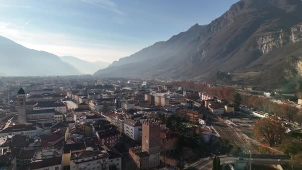 Trento Uma Cidade Norte Itália Vista Aérea Disparar Drone Imagens — Vídeo de Stock