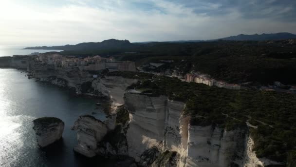 Bonifacio Cidade Velha Córsega França Vista Aérea Bonifacio Ilha Córsega — Vídeo de Stock