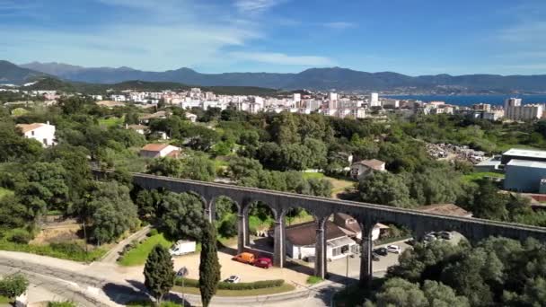 阿贾科 从马戈纳霍码头到蒂诺罗西港口和米利斯城堡的广袤无人驾驶航空景观 高质量的4K镜头 — 图库视频影像