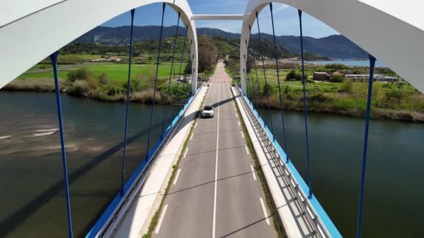 Puente Arqueado Liamone Córcega Imágenes Alta Calidad Vista Aérea — Vídeo de stock