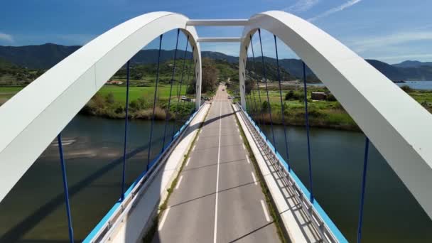 Most Łukowy Liamone Korsyce Wysokiej Jakości Materiał Widok Lotu Ptaka — Wideo stockowe
