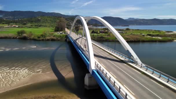 Puente Arqueado Liamone Córcega Imágenes Alta Calidad Vista Aérea — Vídeos de Stock