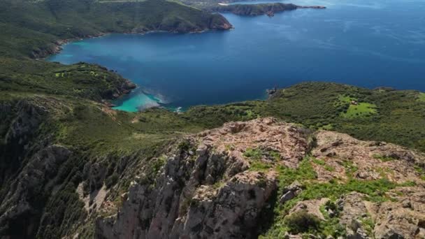Foto Aerea Della Torre Genovese Capo Rosso Corsica Con Drone — Video Stock