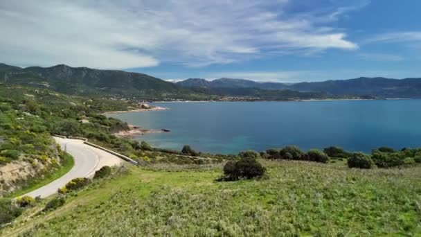 Las Mejores Playas Córcega Isla Vídeo Aéreo Drones Tres Playas — Vídeo de stock