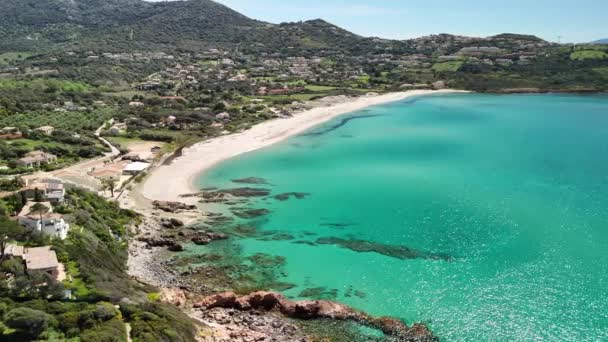 Korsika Adasının Iyi Plajları Sahilin Insansız Hava Aracı Videosu Yüksek — Stok video