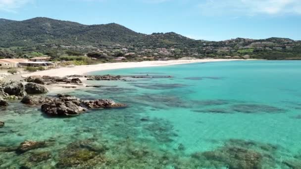 Best Beaches Corsica Island Aerial Drone Video Three Beaches High — Stock Video