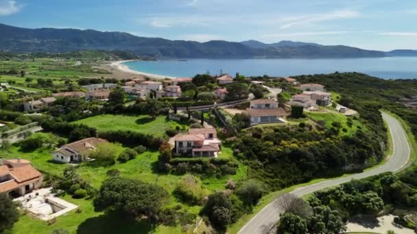 Korsika Vily Domy Pobřeží Středozemního Moře Vysoce Kvalitní Záběry — Stock video