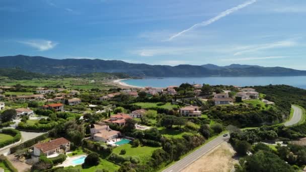 Korsika Vily Domy Pobřeží Středozemního Moře Vysoce Kvalitní Záběry — Stock video