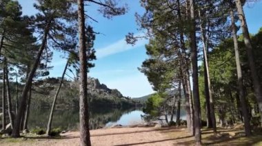 Yazın Korsika 'daki Lac de Ospedale' in hava manzarası. Yüksek kalite 4k görüntü