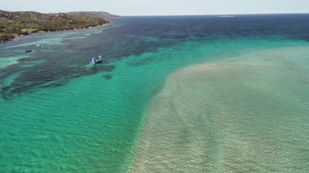 Drone Survole Plage Grande Sperone Île Corse Depuis Côte Jusqu — Video