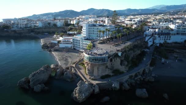 Nerja Balcon Europa Malaga Costa Del Sol Andalusien Spanien Antenne — Stockvideo