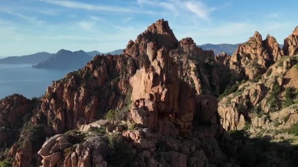 Pohleďte Úchvatnou Vyhlídku Pohoří Korsiky Vysokohorského Místa Která Ukazuje Drsnou — Stock video