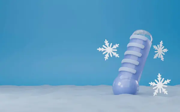 Termômetro Tempo Frio Floco Neve Isolado Fundo Azul Ano Novo — Fotografia de Stock