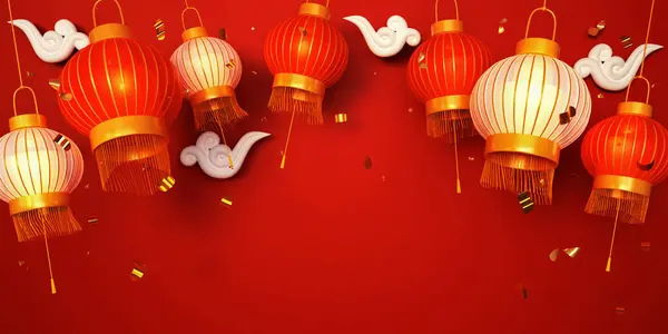 2023 Año Nuevo Chino Decoración Banner Fondo Oro Brillo Lingotes —  Fotos de Stock