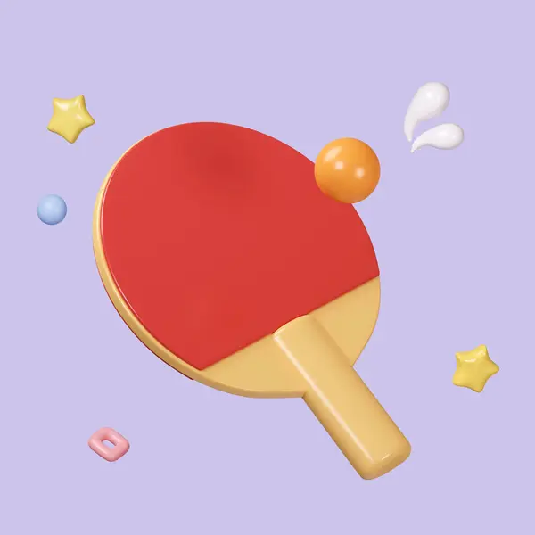 Cartone Animato Ping Pong Attrezzature Sportive Isolate Sfondo Pastello Icona — Foto Stock
