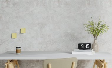 Ürün sergisi için boş fotokopi alanı olan modern parlak ahşap ofis masası. Yakın plan. 3d resimleme.