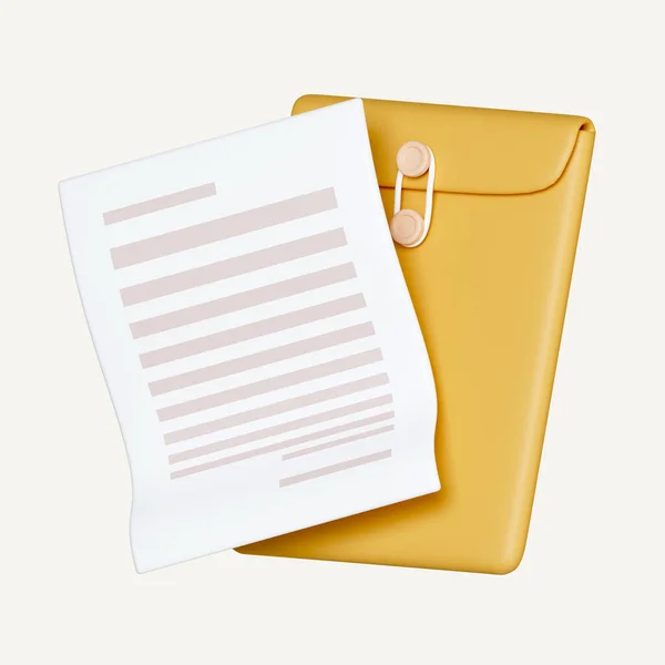 3d folder and paper for management file. document efficient work on project plan concept. contract terms and conditions. icon isolated on white background. 3d rendering illustration. Clipping path..