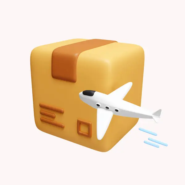 Delivery service and air transportation. global logistic. Concept of cargo and air transportation. icon isolated on white background. 3d rendering illustration. Clipping path..