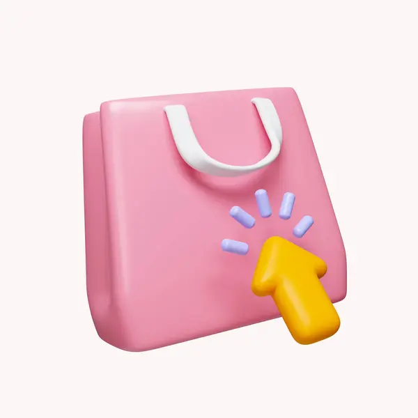Shopping Bags Con Click Concetto Shopping Online Icona Isolata Sfondo — Foto Stock