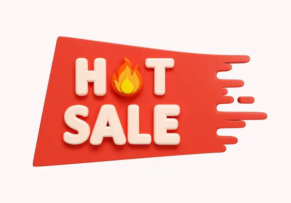 3d Hot sale flaming label. Hot sales icon for social media and website. Special Offer Hot Sale campaign. icon isolated on white background. 3d rendering illustration. Clipping path..