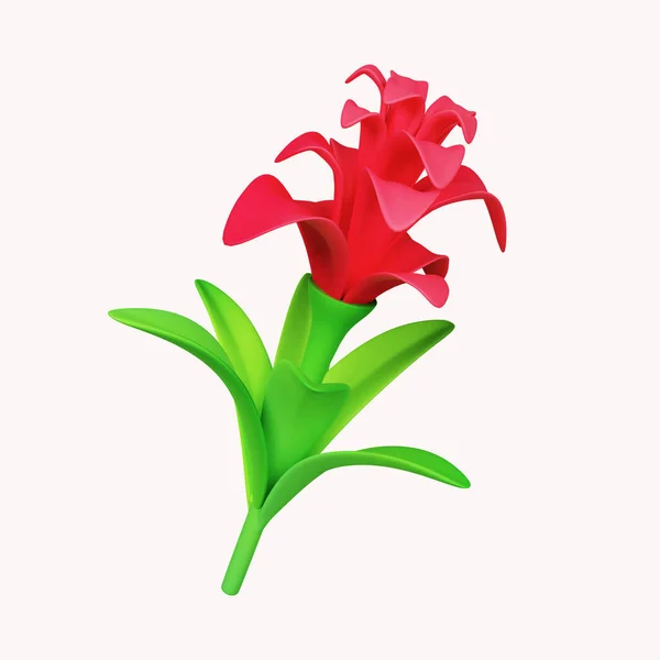 3d bromeliad flower . icon isolated on white background. 3d rendering illustration. Clipping path..