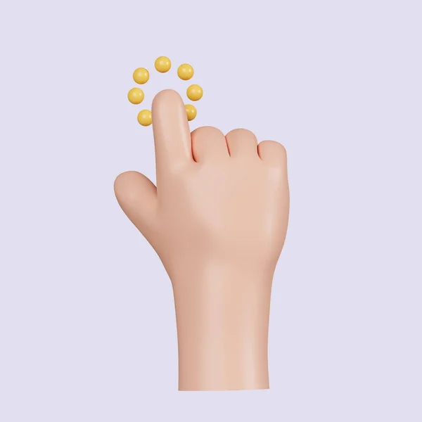 3d Computer cursor with hand and click. Diverse man arms with fingers press button, pointing or touch fingerprint scan. icon isolated on gray background. 3d rendering illustration. Clipping path..