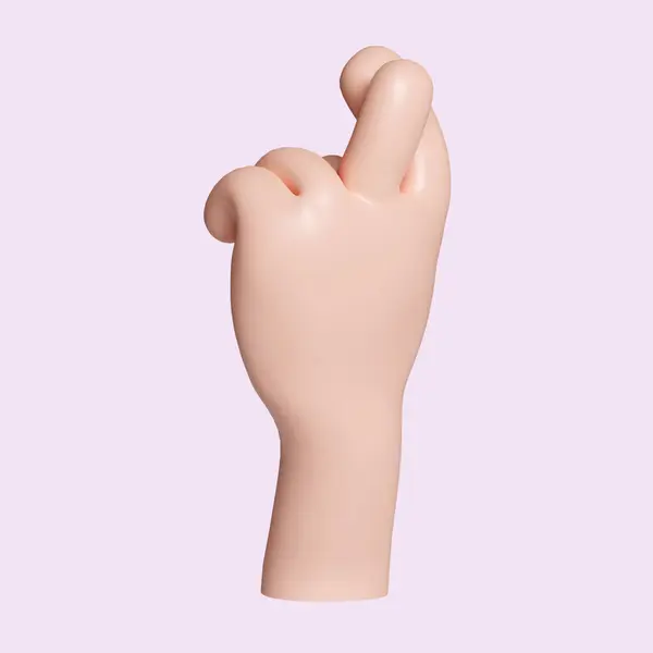 3d hand crossed fingers. icon isolated on pink background. 3d rendering illustration. Clipping path..