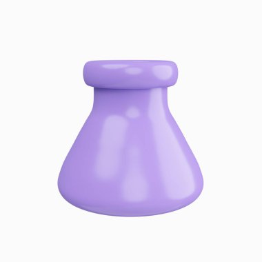 3D Erlenmeyer matarası. asgari okul simgesi. Arkaplanda izole edilmiş, simge simgesi kırpma yolu. 3d resimleme.