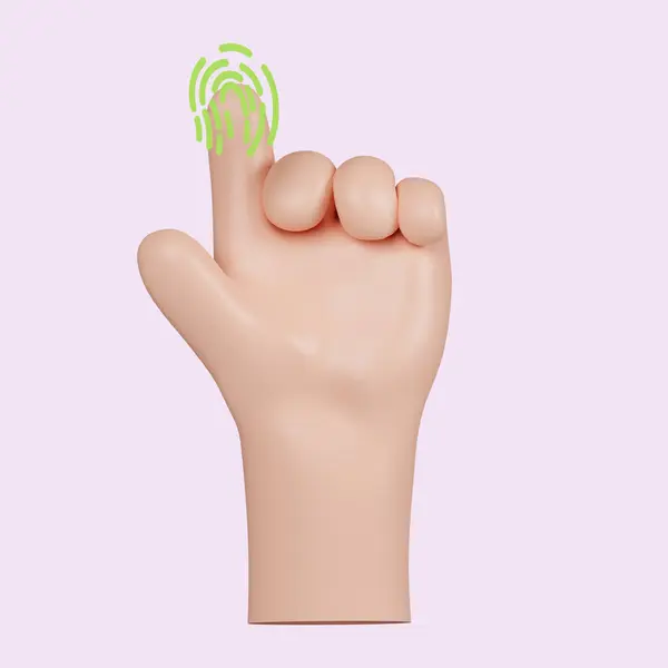 3d Computer cursor with hand and click. Diverse man arms with fingers press button, pointing or touch fingerprint scan. icon isolated on yellow background. 3d rendering illustration. Clipping path..