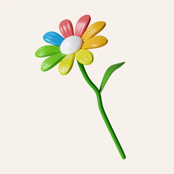 3d Rainbow flower, Pride month, LGBT concept background. LGBT pride month. icon isolated on white background. 3d rendering illustration. Clipping path..