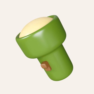 3D kamp feneri. Kamp için, yürüyüş için, yaz kampı için, seyahat için, gezi için. Beyaz arkaplanda ikon izole edildi. 3D tasvir. Kesme yolu..