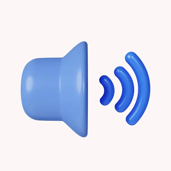 3d ses düğmesi hoparlörü akustik ses dalgası kontrolü. Beyaz arkaplanda ikon izole edildi. 3D tasvir. Kesme yolu..