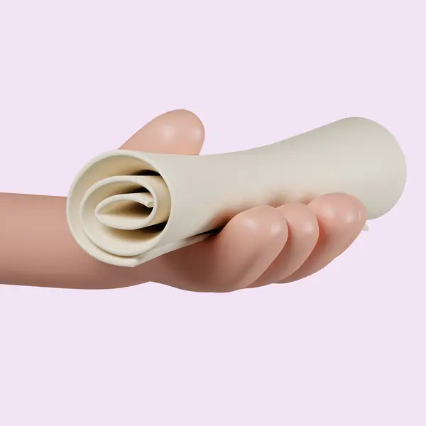 3D el hareketi diploma kağıdı parşömeni. Pembe arkaplanda ikon izole edildi. 3D tasvir. Kesme yolu..