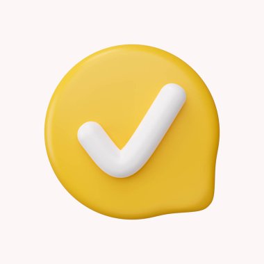 Beyaz arkaplanda sarı işaret simgesi izole edildi. 3 Boyutlu resimleme..