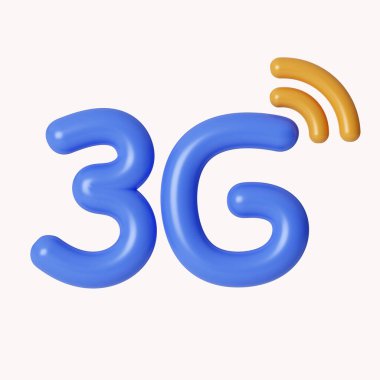 Web tasarımı için 3D 3G simgesi. İnternet ağı konsepti. İletişim, internet kavramı. Beyaz arkaplanda ikon izole edildi. 3D tasvir. Kesme yolu..