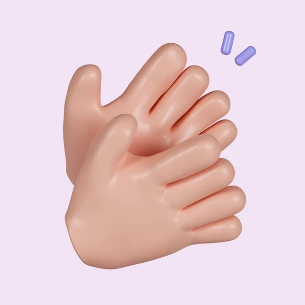 3d Cartoon human hand applause. icon isolated on pink background. 3d rendering illustration. Clipping path..