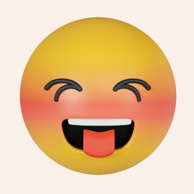 Üç boyutlu Sersemlemiş Emoji Surat, sarhoş ifadeler, yorgun duygular. Gri arkaplanda ikon izole edildi. 3D tasvir. Kesme yolu..