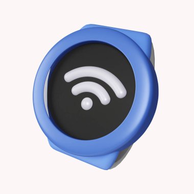 3D akıllı saat konsepti giyilebilir cihaz sağlığı ve fitness takip cihazı. Beyaz arkaplanda ikon izole edildi. 3D tasvir. Kesme yolu..