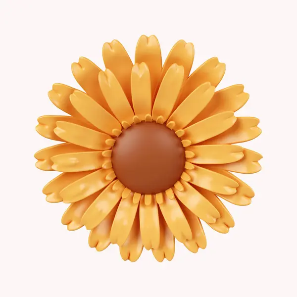 3d Sun flowers .icon isolated on white background. 3d rendering illustration. Clipping path..