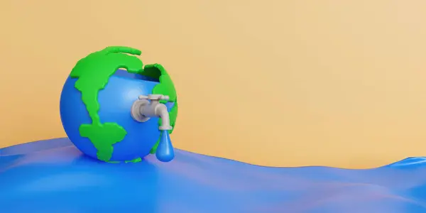 3D World environment and earth day concept with globe and eco friendly environment. 3d rendering illustration..