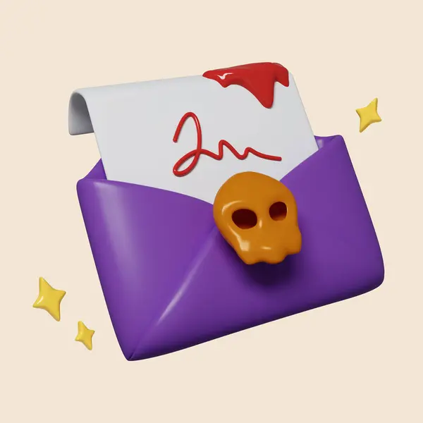 3d Halloween death letter icon. Traditional element of decor for Halloween. icon isolated on gray background. 3d rendering illustration. Clipping path..