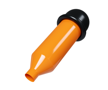 Parlak turuncu fosforlu kalemlerin modern tasarım eğilimlerini kırtasiye ve kalın renklerle temsil eden parlak siyah başlıklı 3D çizimi..