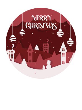 Kapaklar, davetiyeler, afişler, kartlar, el ilanları, kağıt kesimi dekorasyon stili Noel reklamları, kağıt kesiği tarzında kış Noel kompozisyonu. Vektör illüstrasyonu.