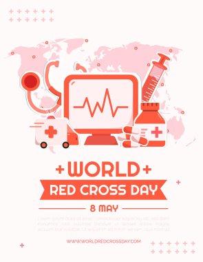 8 Mayıs 'ta Dünya Kızılhaç Günü' nde acil durum bakımına odaklanan ilgi çekici bir tasarım tıbbi araçları ve teknolojiyi gösteriyor..