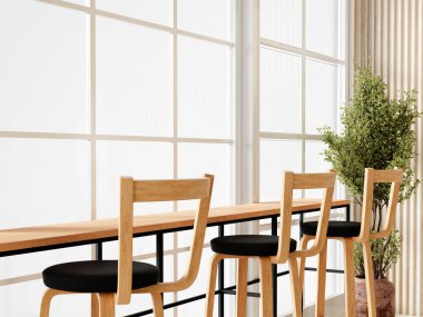 Lüks bir kafe bar, bol doğal ışık ve günlük sosyalleşme ve rahatlama için ideal sıcak bir atmosfer..