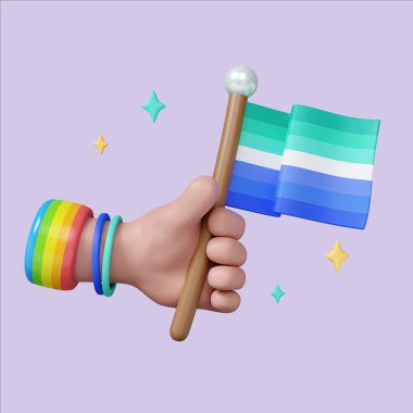 Aydınlık renklerle dolu bir gurur bayrağını tutan sıradan bir el. Kutlamalar sırasında sevgi ve kapsayıcılığı somutlaştıran..