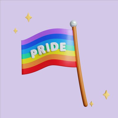 Çarpıcı bir 3D canlandırma, canlı renklerle bir gurur bayrağı, kapsayıcılığı ve aşkı simgeliyor..